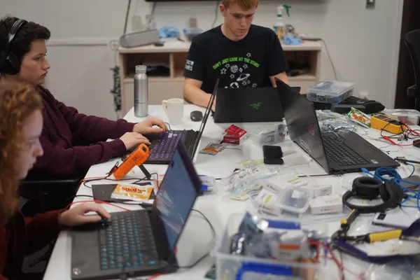 Working together on the conference room table